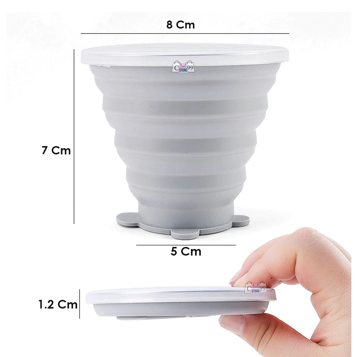 Vista 2 de Vaso Plegable Taza Portable En Silicona - COLOR: ROSADO